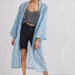 Anthropologie Emma Sheer Sky Kimono OS